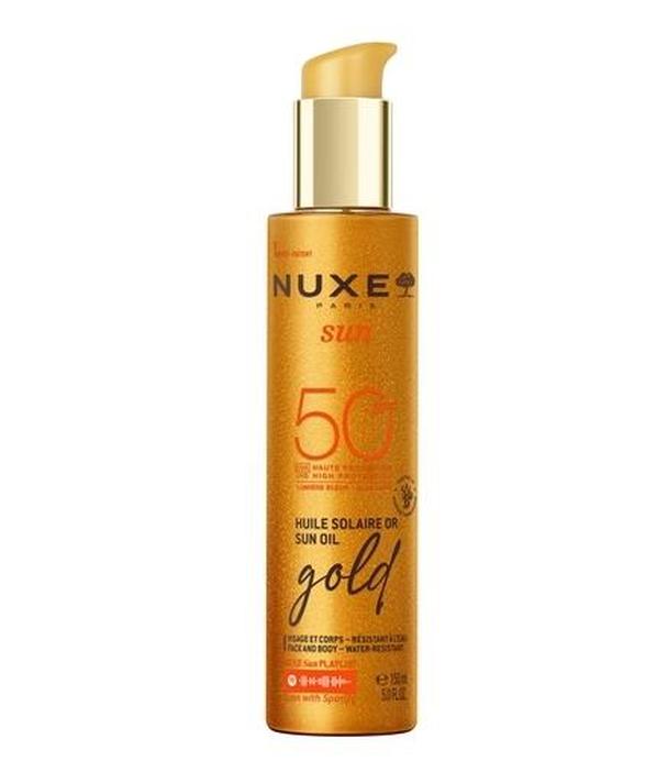Nuxe Sun, Olejek w spray do opalania twarzy i ciała ze złotymi drobinkami OR SPF 50, 150 ml