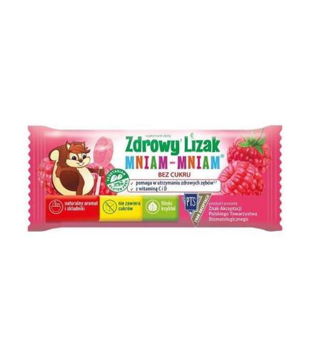 Zdrowy lizak Mniam-Mniam o smaku malinowym (łezka) 1 sztuka