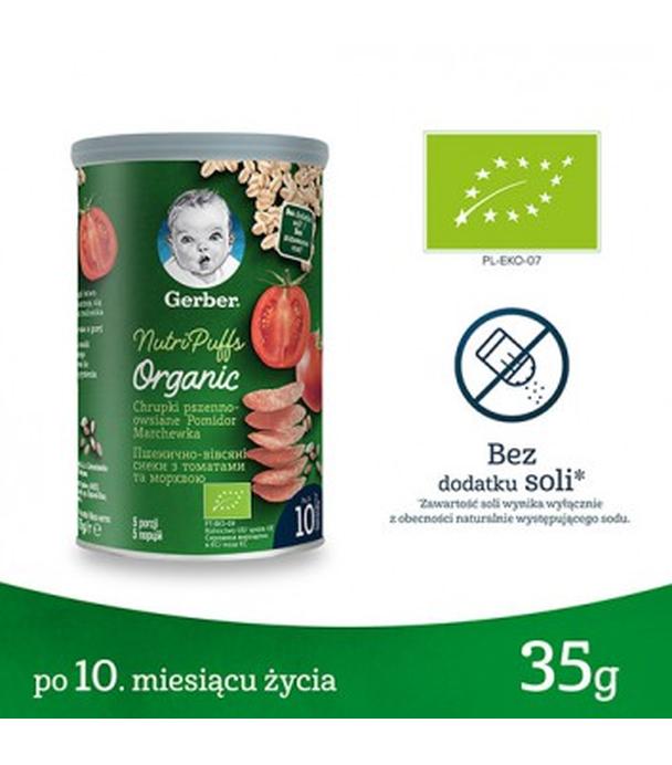 Gerber Organic Chrupki pszenno owsiane pomidor, marchewka dla niemowląt po 10. miesiącu, 35 g  - ważny do 2025-10-23