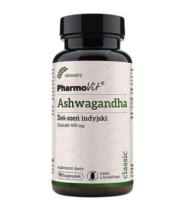 PharmoVit Ashwagandha Żeń-szeń indyjski ekstrakt 400 mg, 90 kaps., cena, opinie, składniki