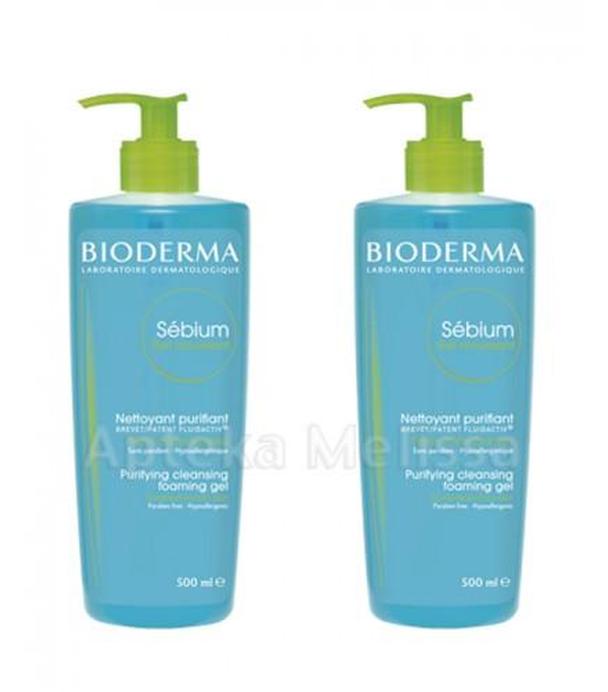 BIODERMA SEBIUM GEL MOUSSANT Żel do mycia twarzy, 2 x 500 ml - ważny do 2025-04-30