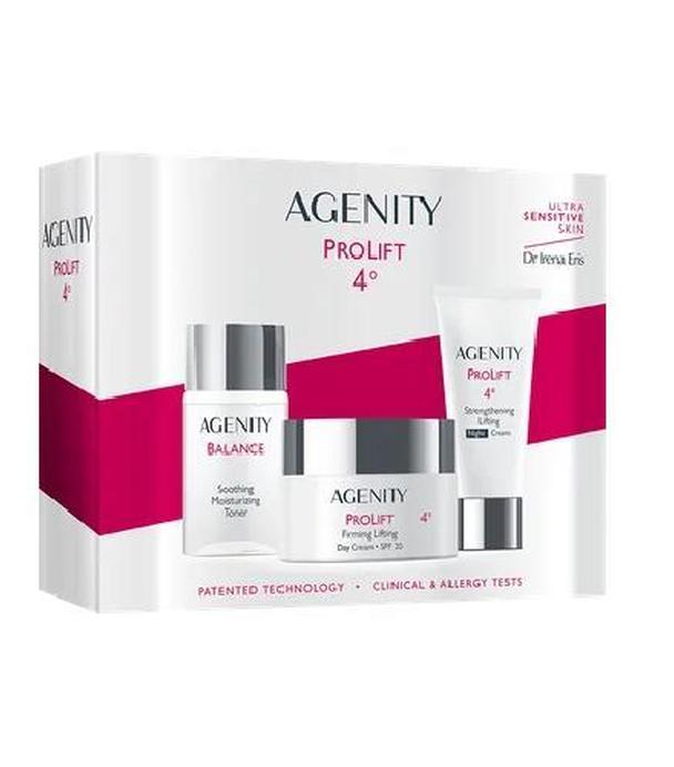 Agenity Zestaw Prolift 4° Ujędrniający krem liftingujący na dzień SPF 20, 50 ml + Wzmacniający krem liftingujący na noc, 50 ml +  Łagodzący tonik nawilżający, 25 ml