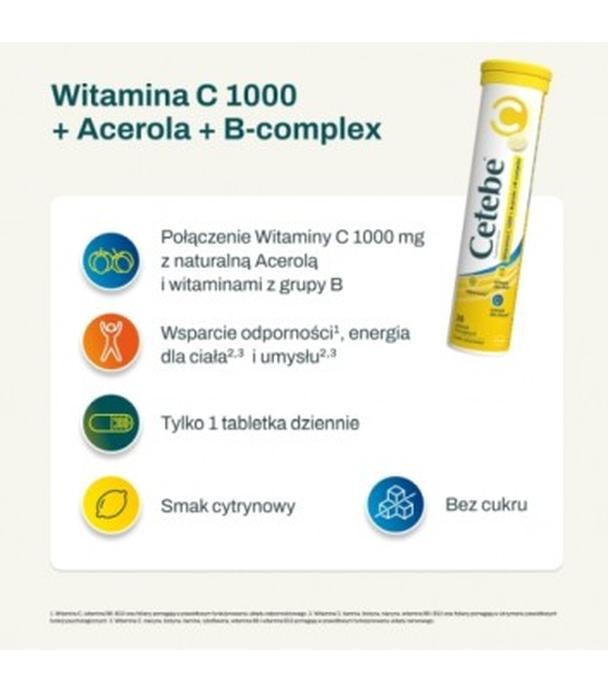 Cetebe Witamina C 1000 + Acerola + B-Complex, 20 tabletek musujących