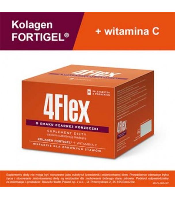 4 Flex, kolagen fortigel + witamina C o smaku czarnej porzeczki, saszetki, 30 sztuk