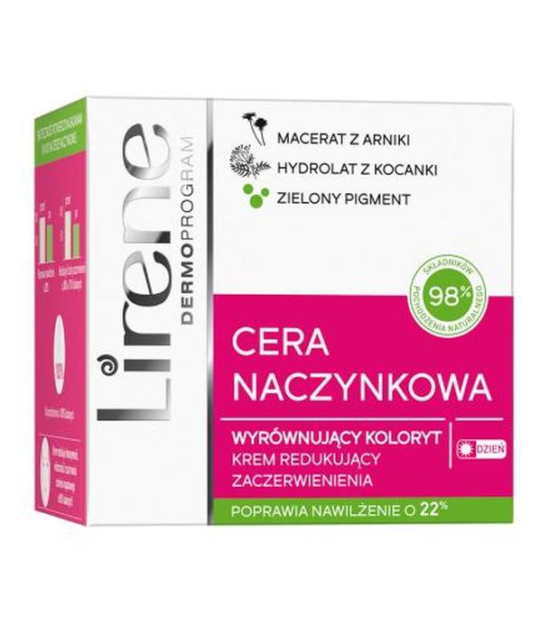 Lirene Cera Naczynkowa Wyrównujący koloryt Krem redukujący zaczerwienienia na dzień, 50 ml cena, opinie, skład