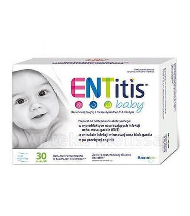 ENTITIS BABY Smak neutralny - 30 sasz. Dla równowagi fizjologicznej mikroflory jamy ustnej i nosogardzieli u dzieci.