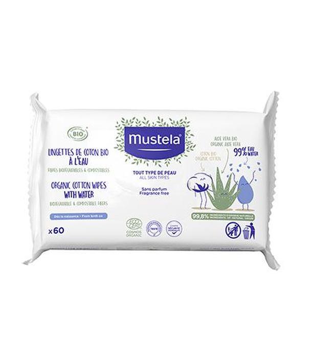 Mustela Chusteczki BIO z organicznej bawełny z wodą - 60 szt. - cena, opinie, właściwości