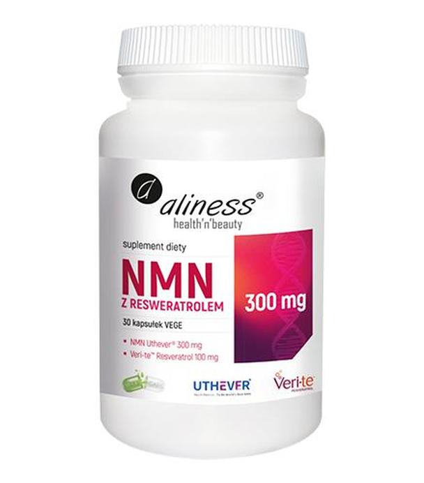 Aliness NMN z resweratrolem 300 mg/100 mg, 30 vege kapsułek, cena, opinie, wskazania