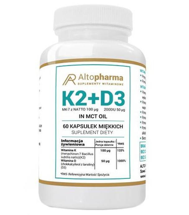 Altopharma Witamina K2+D3 - 60 kaps. - cena, opinie, wskazania
