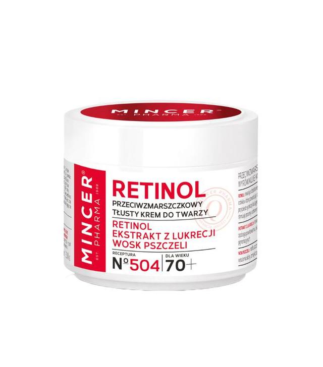 Mincer Pharma Retinol N° 504 Przeciwzmarszczkowy tłusty krem do twarzy 70 + - 50 ml - cena, opinie, stosowanie