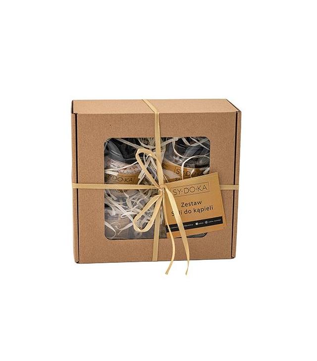 Sydoka Zestaw soli do kąpieli Sól do kąpieli różana - 200 g Sól borowinowa z pomarańczą - 200 g Sól magnezowa - 180 g Sól jaśminowa - 200 g - cena, opinie, skład