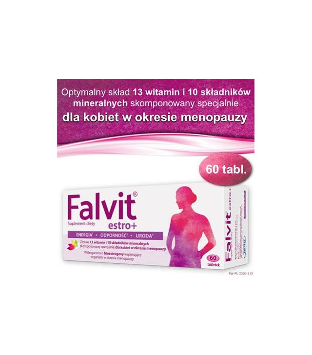 FALVIT Estro+ - 60 tabl. - uspakaja i łagodzi objawy menopauzy - cena, opinie, dawkowanie
