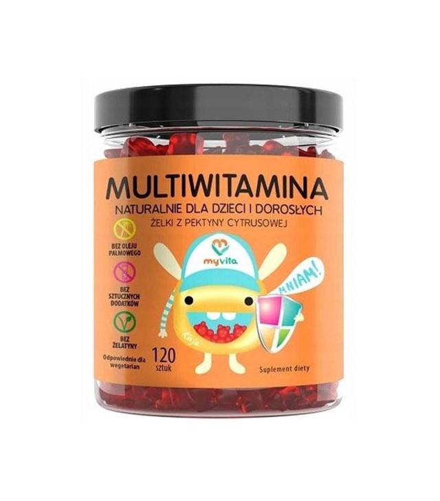 MyVita Multiwitamina Żelki naturalne dla dzieci i dorosłych, 120 szt., cena, opinie, właściwości