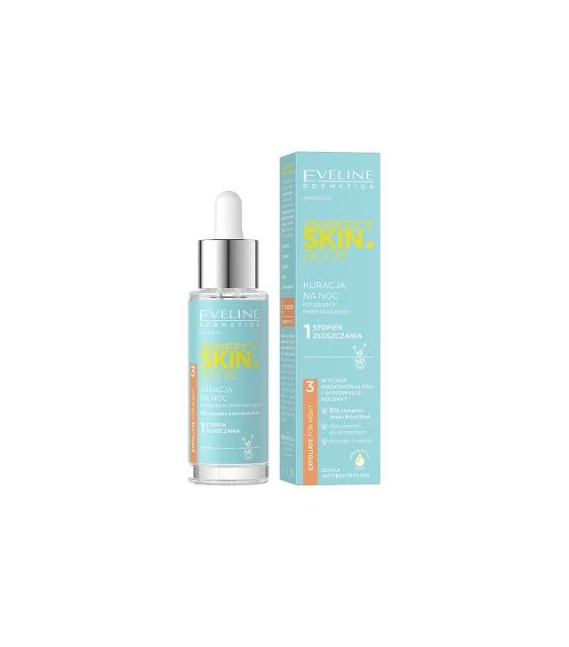 Eveline Perfect Skin.acne Kuracja na noc korygująca niedoskonałości – 1 stopień złuszczania, 30 ml