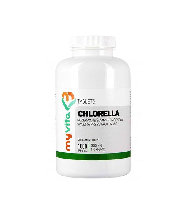 MyVita Chlorella 250 mg rozerwane ściany komórkowe, 1000 tabl., cena, opinie, właściwości