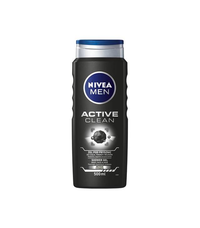 Nivea Men Active Clean Żel pod prysznic do ciała, twarzy i włosów z węglem aktywnym, 500 ml