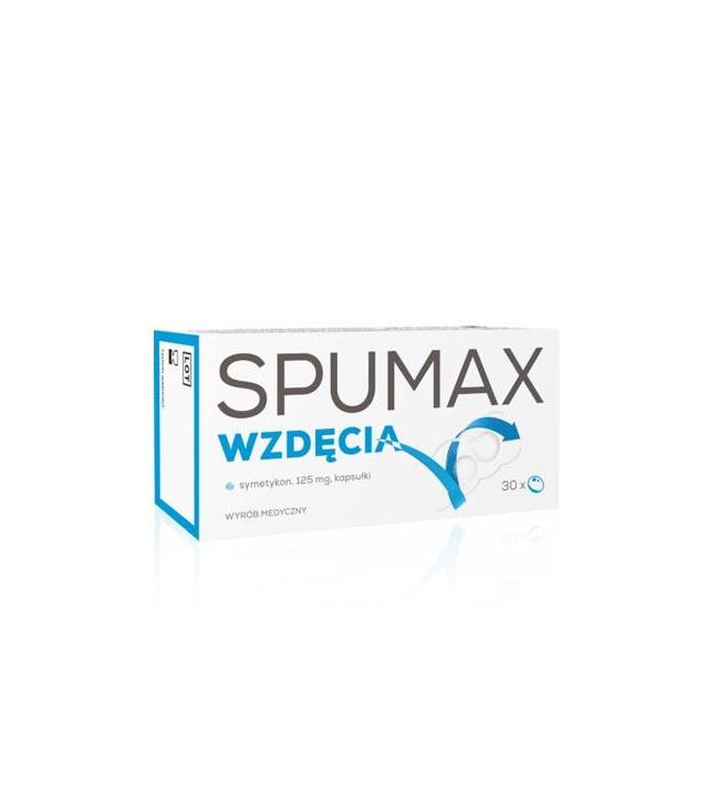 SPUMAX WZDĘCIA 125 mg - 30 kaps. Usuwa uczucie wzdęcia, pełności i łagodzi problemy trawienne.