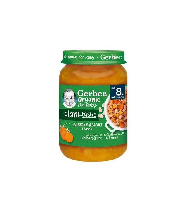 Gerber Organic for Baby Plant - Tastic Gulasz z marchewki i fasoli po 8. miesiącu, 190 g, cena, opinie, składniki