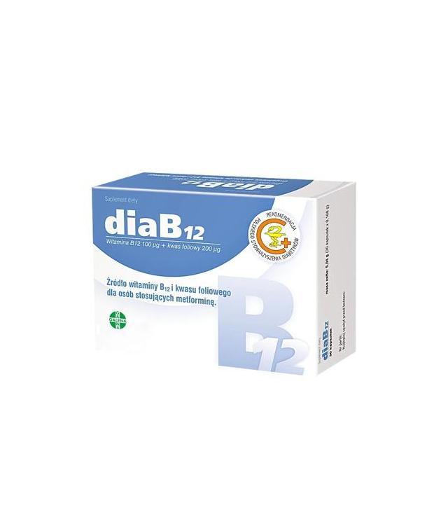DIAB12 - witamina B12 i kwas foliowy - 60 kaps. - cena, dawkowanie