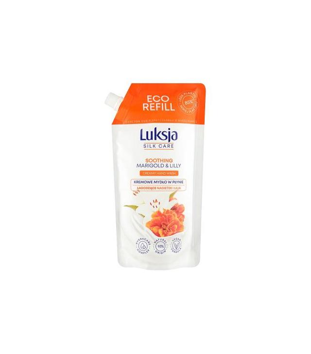 Luksja Silk Care Kremowe Mydło w płynie Nagietek i Lilia Zapas, 500 ml, cena, opinie, stosowanie
