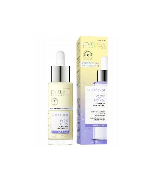 Eveline Cosmetics Serum Shot Kuracja przeciwzmarszczkowa 0,2% retinol, 30 ml, cena, wskazania, właściwości