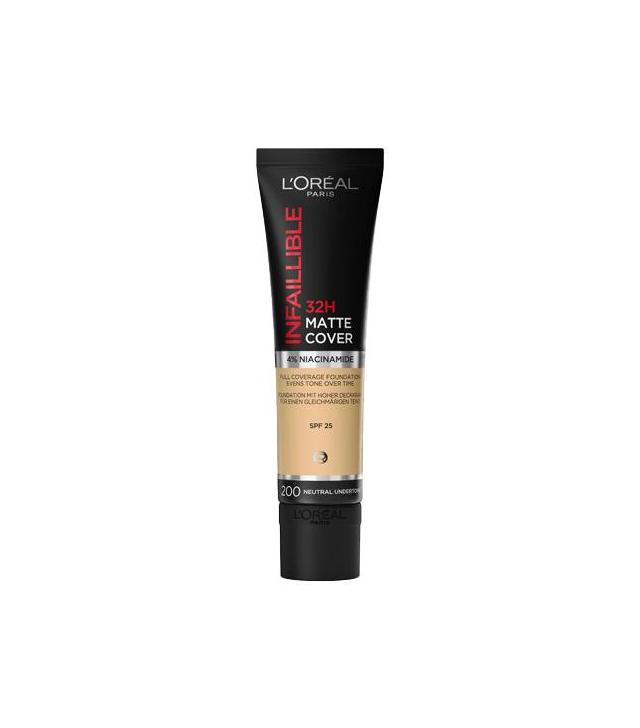 L'Oreal Infaillible Matte Cover 24h Długotrwały podkład matujący Golden Sand 200, 30 ml