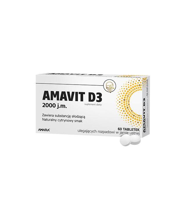 Amavit D3 2000 j.m., 60 tabletek, cena, opinie, stosowanie