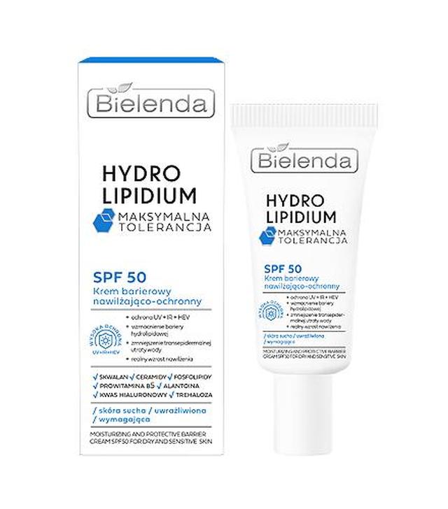 Bielenda Hydro Lipidium Maksymalna Tolerancja Krem barierowy SPF50 nawilżająco-ochronny, 30 ml