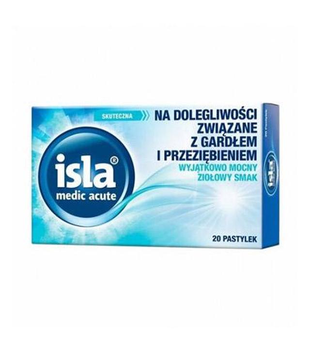Isla Medic Acute Na dolegliwości związane z gardłem i przeziębieniem o smaku ziołowym, 20 past., cena, opinie, właściwości