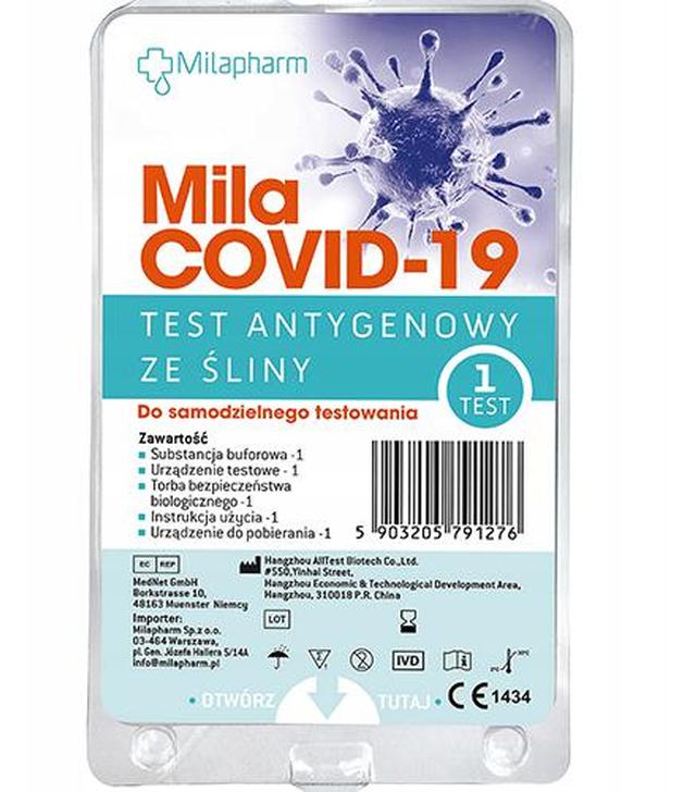 Milapharm Mila COVID-19 Szybki Test Antygenowy ze śliny, 1 sztuka