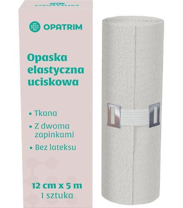 Opatrim Opaska uciskowa tkana elastyczna bez lateksu z 2 zapinkami 12 cm x 5 m, 1 sztuka