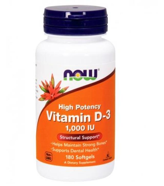 NOW FOODS Vitamin D-3 1000 IU - 180 kaps.