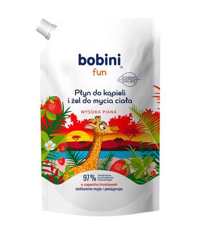 Bobini Fun Płyn do kąpieli i Żel do mycia wysoka piana o zapachu truskawek zapas, 500 ml