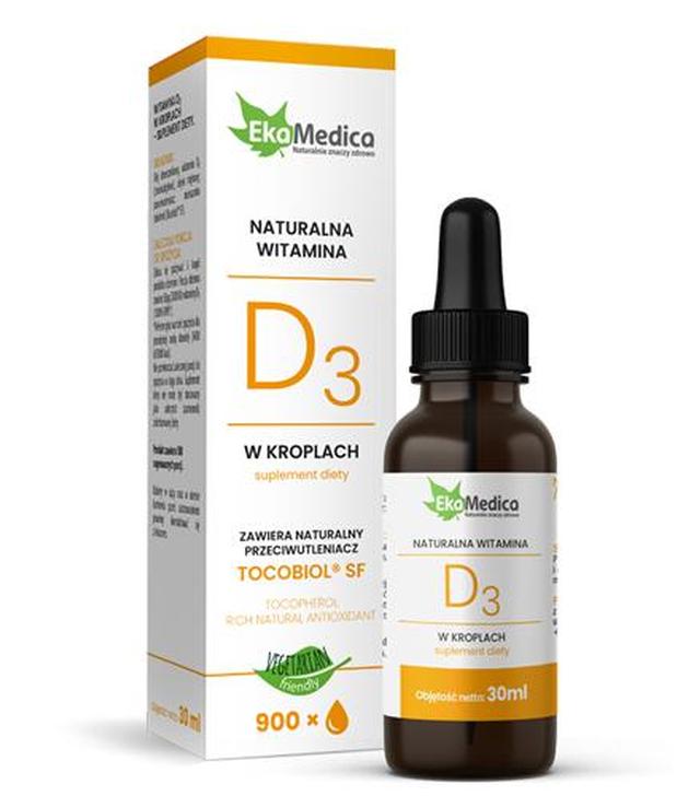 EKAMEDICA Naturalna witamina D3 krople - 30 ml - zdrowe kości - cena, opinie, wskazania