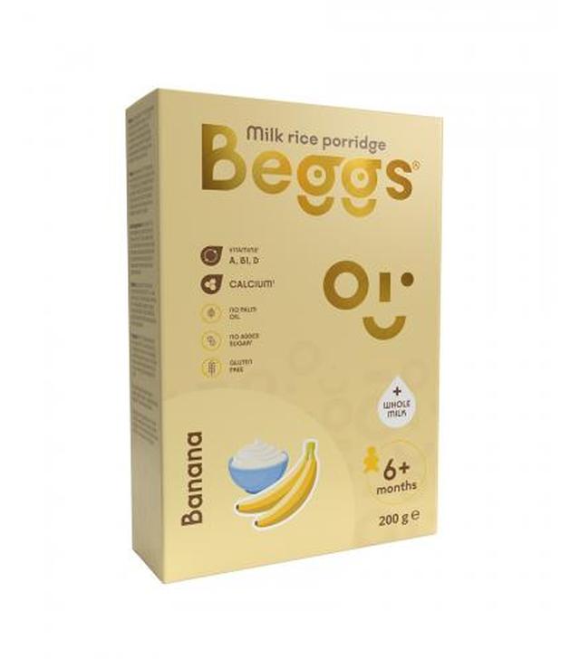 Beggs Kaszka mleczna ryżowa z bananem po 6. miesiącu życia, 200 g - ważny do 2025-09-30