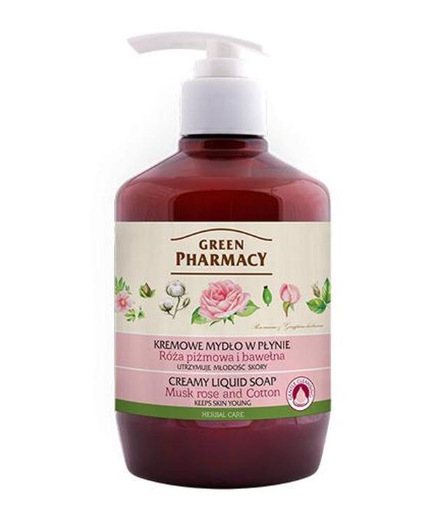 Green Pharmacy Kremowe mydło w płynie Róża piżmowa i bawełna, 460 ml
