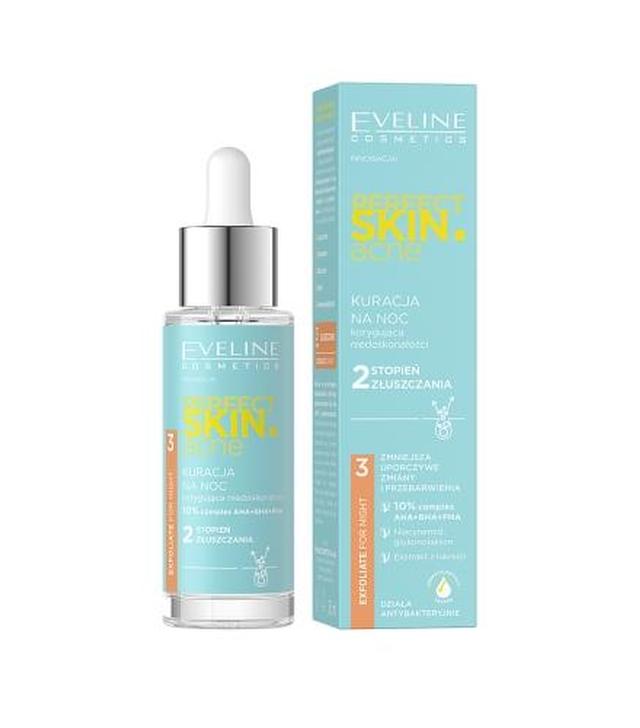 Eveline Perfect Skin.acne Kuracja na noc korygująca niedoskonałości – 2 stopień złuszczania, 30 ml