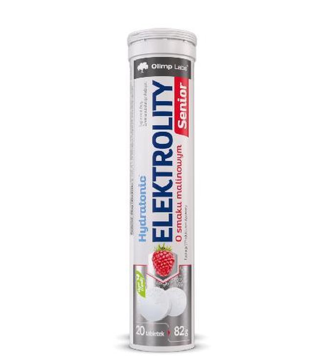 Olimp Hydratonic Elektrolity Senior, smak malinowy, tabletki musujące, 20 sztuk