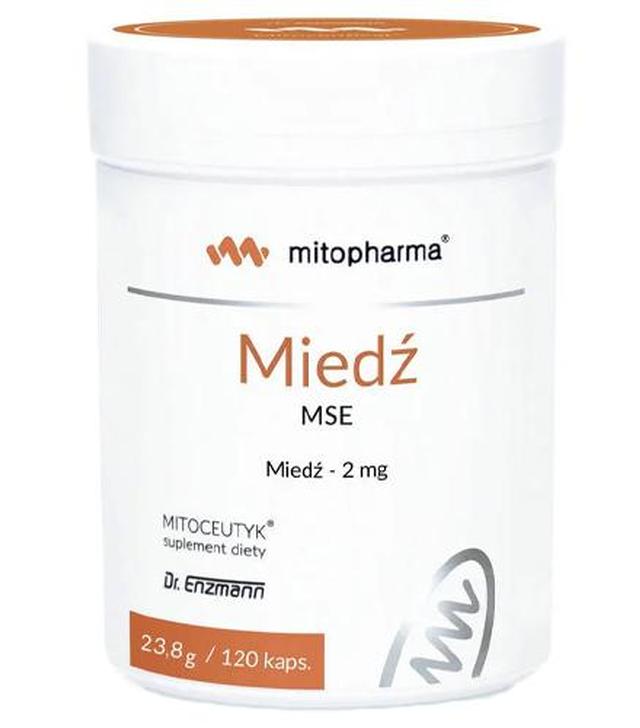 Mitopharma Miedź MSE - 120 kaps. - cena, opinie, właściwości - ważny do 2025-08-31