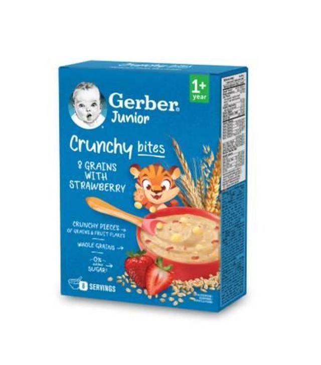 Gerber Junior Crunchy Bites, Kaszka 8 zbóż z truskawką, 200 g