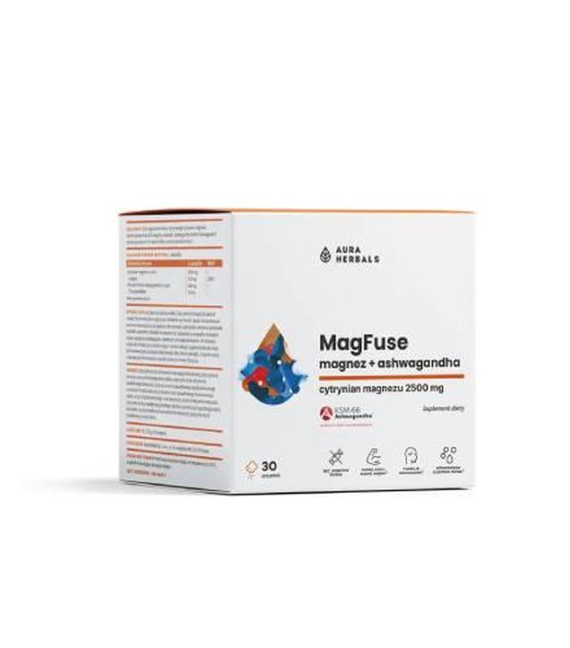Aura Herbals MagFuse magnez + ashwagandha, saszetki, 30 sztuk