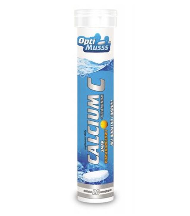 Optimusss Calcium + Witamina C, 20 tabl. mus., cena, opinie, właściwości - ważny do 2025-08-21