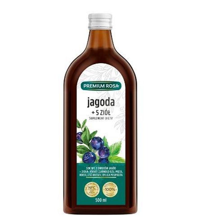 Premium Rosa Sok Jagoda + 5 ziół, 500 ml, cena, opinie, wskazania