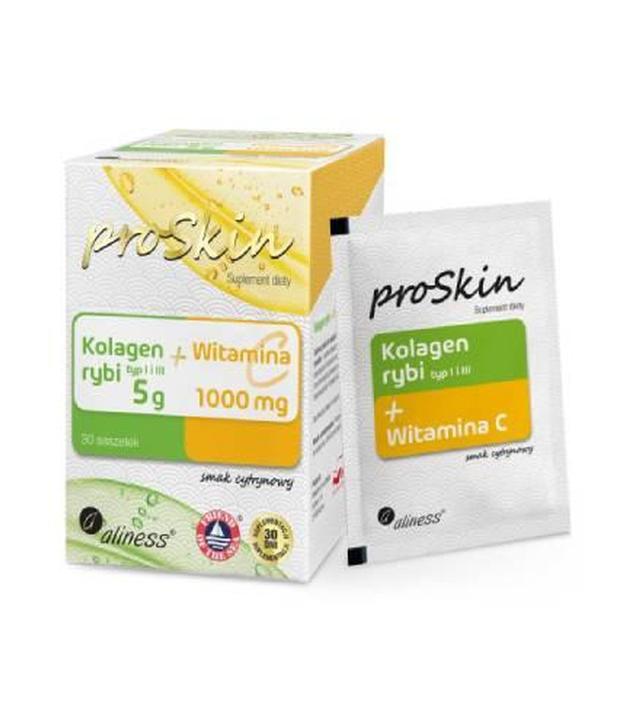 Aliness ProSkin, Kolagen rybi, 5 g+ Witamina C 1000 mg Complex, saszetki, 30 sztuk
