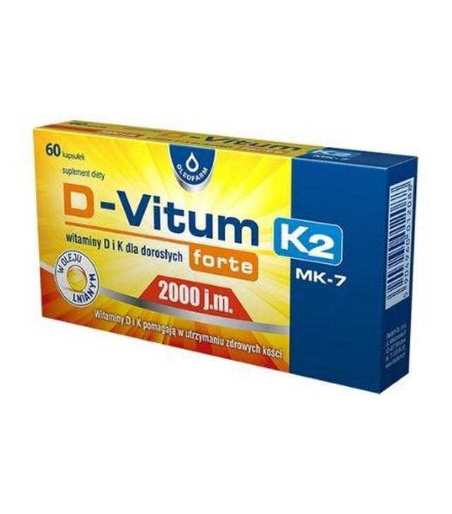 D-VITUM FORTE K2 Witaminy D i K dla dorosłych 2000 j.m., 60 kapsułek
