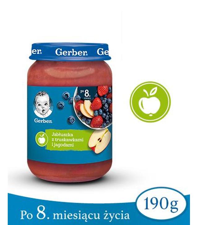 GERBER Deserek jabłuszka z truskawkami i jagodami po 8 miesiącu - 190 g - ważny do 2025-08-31