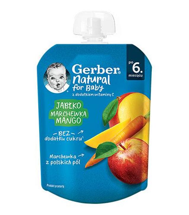 Gerber Natural For Baby Deserek jabłko-marchew-mango po 6. miesiącu, 80 g - ważny do 2024-08-31