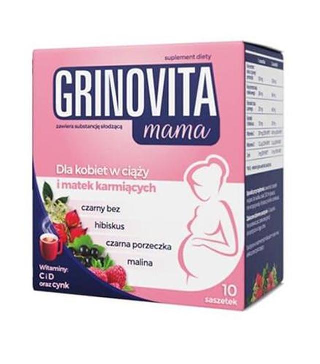Grinovita Mama dla kobiet w ciąży i matek karmiących, 10 sasz., cena, opinie, właściwości