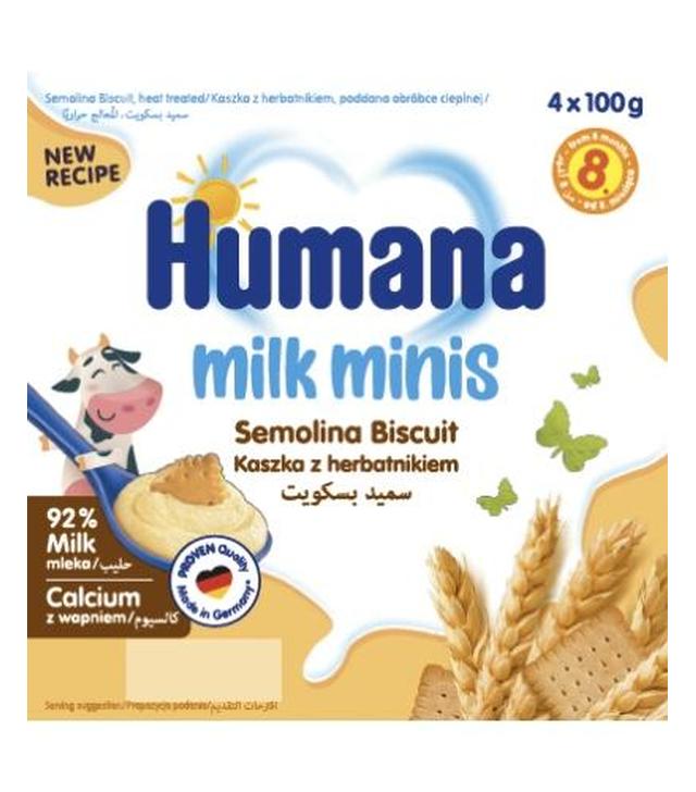 Humana Milk Minis Deserek mleczny kaszka z herbatnikiem, 4x100 g - ważny do 2025-09-01