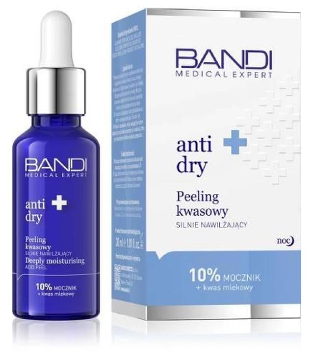 Bandi Medical Expert Anti-Dry Peeling kwasowy silnie nawilżający 10% mocznik + kwas mlekowy, 30 ml